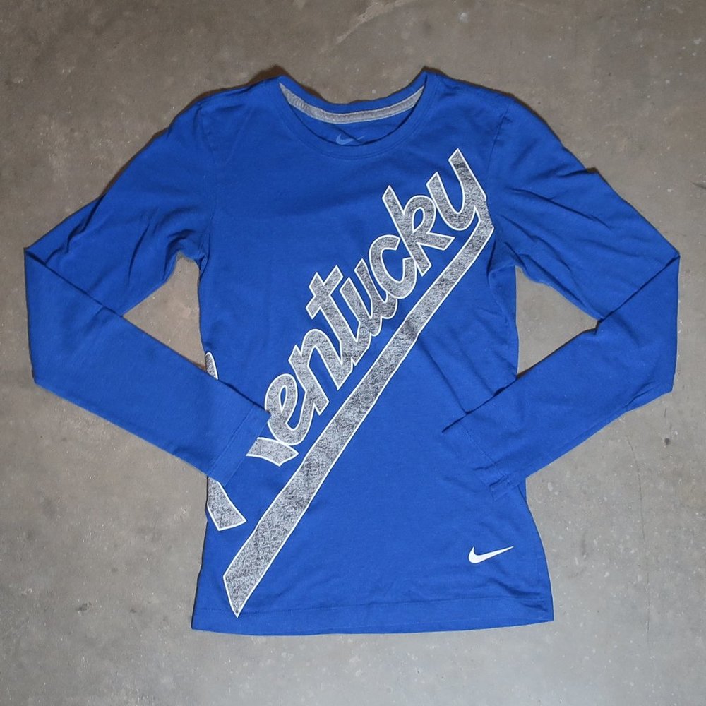 Nike. Kentucky. Women's Small. Slim Fit. Long Sleeve. Blue w/ White.
